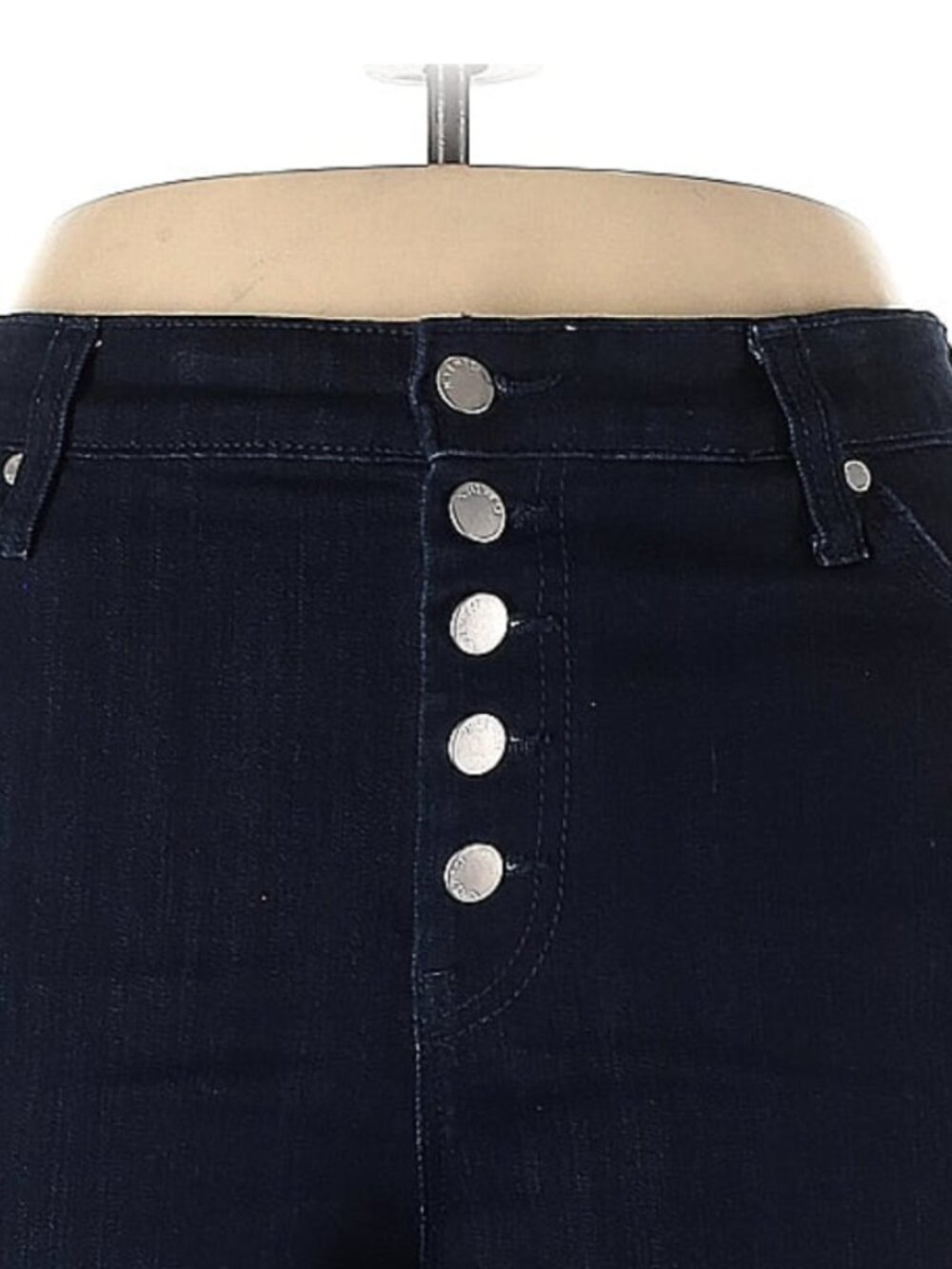 NINE WEST - Cotton blend dark wash high waisted open button fly blue jeans - Picture 4 of 9